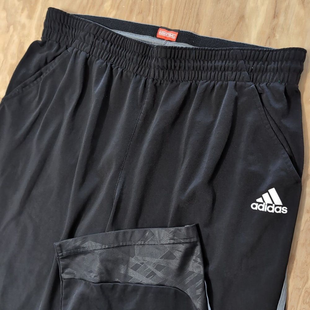 Vintage Adidas 3 Stripe Track Pants Mens XL 37x30" Black Basketball Pants